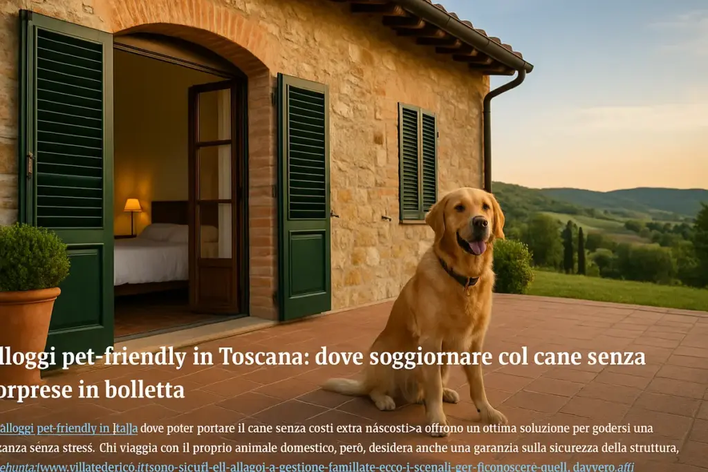 Alloggi pet-friendly in Toscana: dove soggiornare col cane senza sorprese in bolletta