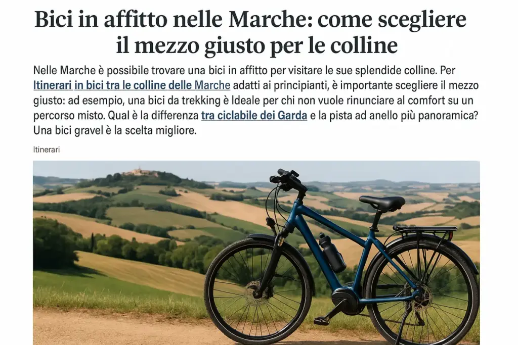 Bici in affitto nelle Marche: come scegliere il mezzo giusto per le colline