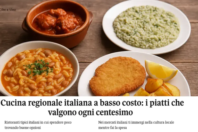 Cucina regionale italiana a basso costo: i piatti che valgono ogni centesimo