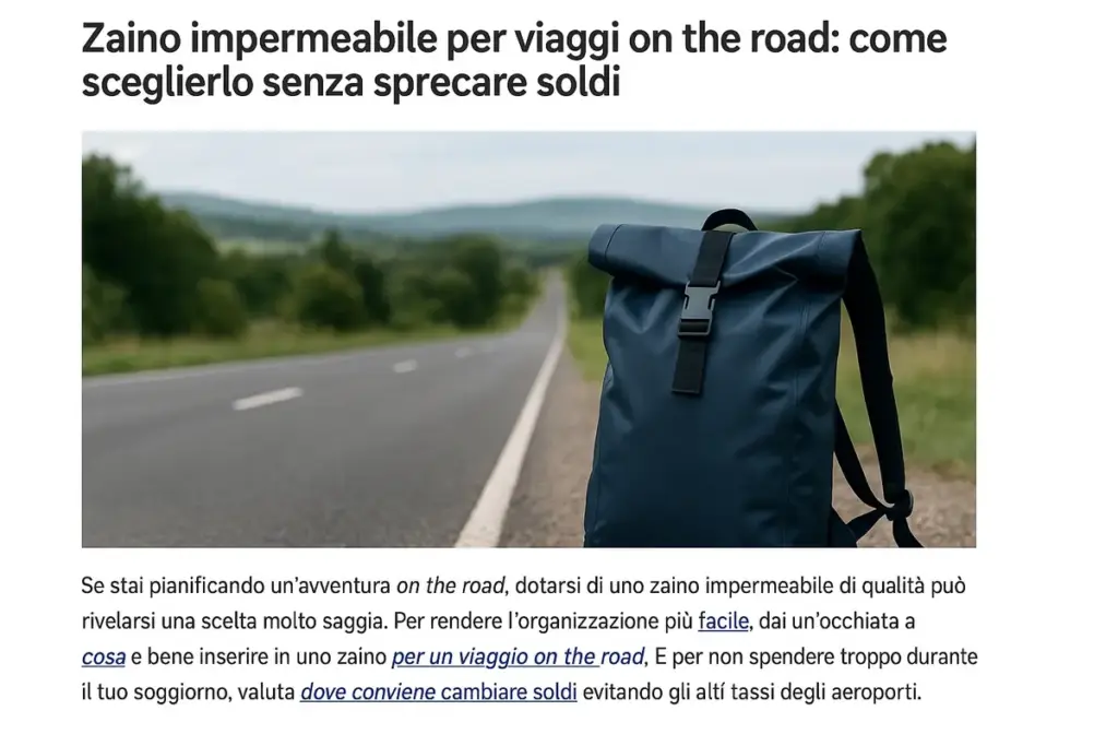 Zaino impermeabile per viaggi on the road: come sceglierlo senza sprecare soldi