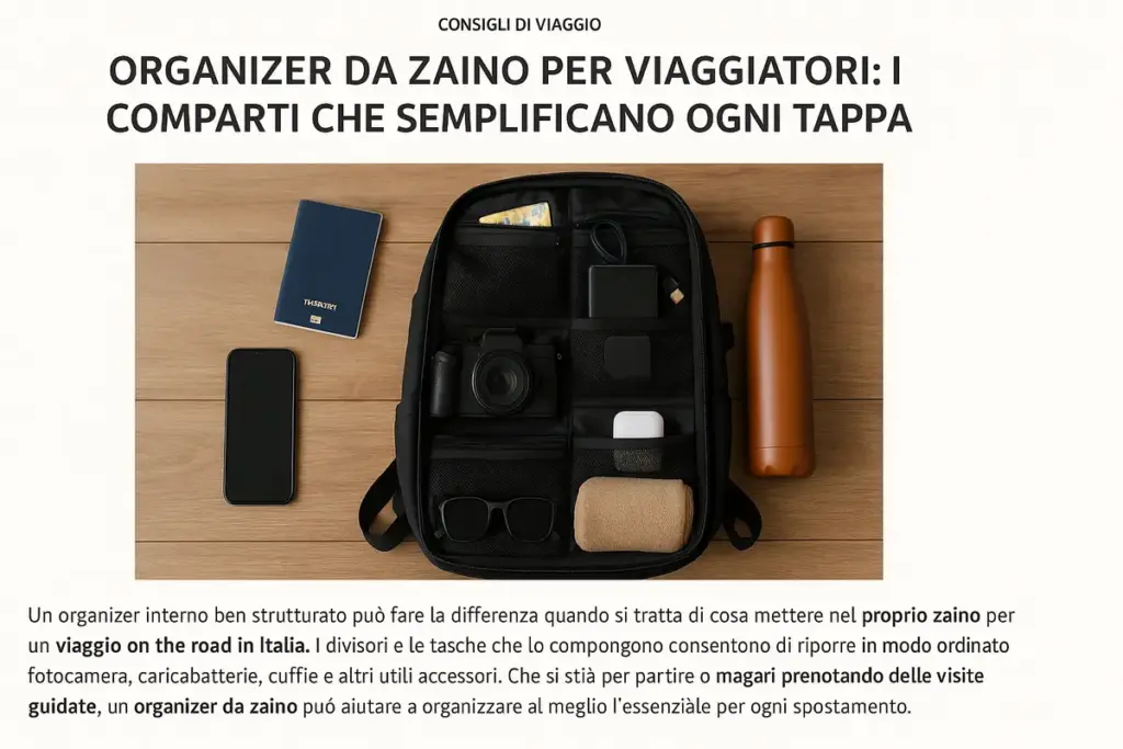 Organizer da zaino per viaggiatori: i comparti che semplificano ogni tappa