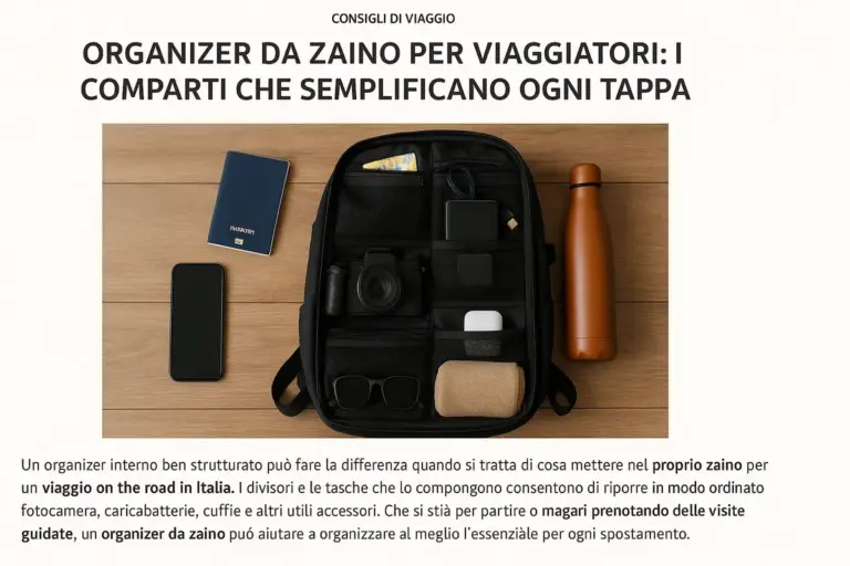 Organizer da zaino per viaggiatori: i comparti che semplificano ogni tappa