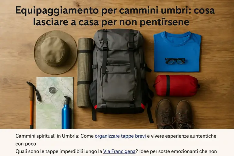 Equipaggiamento per cammini umbri: cosa lasciare a casa per non pentirsene